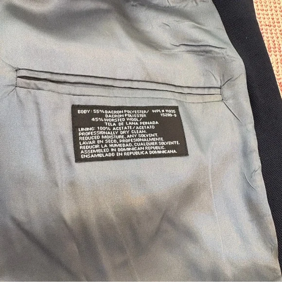 Stafford 44R Mens Navy Blue Blazer Sport Coat Gold Buttons Wool Blend - Picture 5 of 9